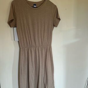 Tan cinched waist tshirt dress
